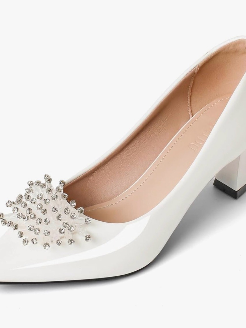 Women's white Pointed kitten heel Crystal Embellished Heels- New never worn- - Picture 4 of 9